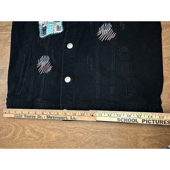 Blac Leaf Vest Men’s Paisley Twill Distressed Embroidered Rave Large Black Vest - Picture 9 of 14